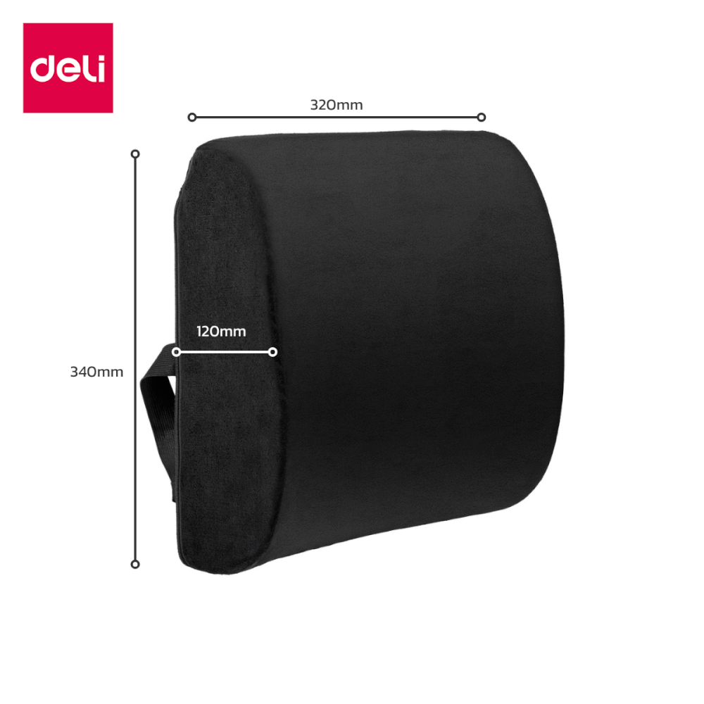 เบาะรองหลังเพื่อสุขภาพ DELI VS753-BK-01 สีดำ ขนาด 32X34X12 CM